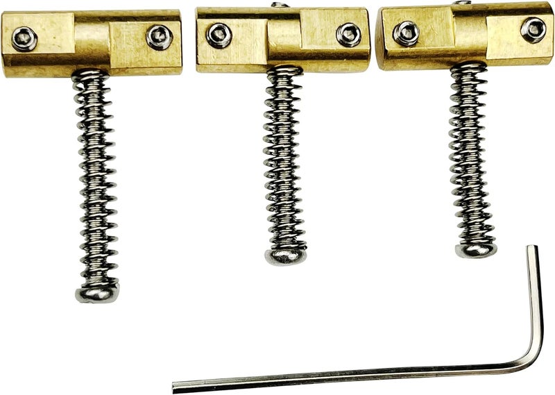 Kaynes Compensated Brass Saddles Set (3Pcs) - 10.8mm Bridge Saddle for Fender 52 62 Telecaster Tele Vintage Electric Guitar Replacement Part - Image 1